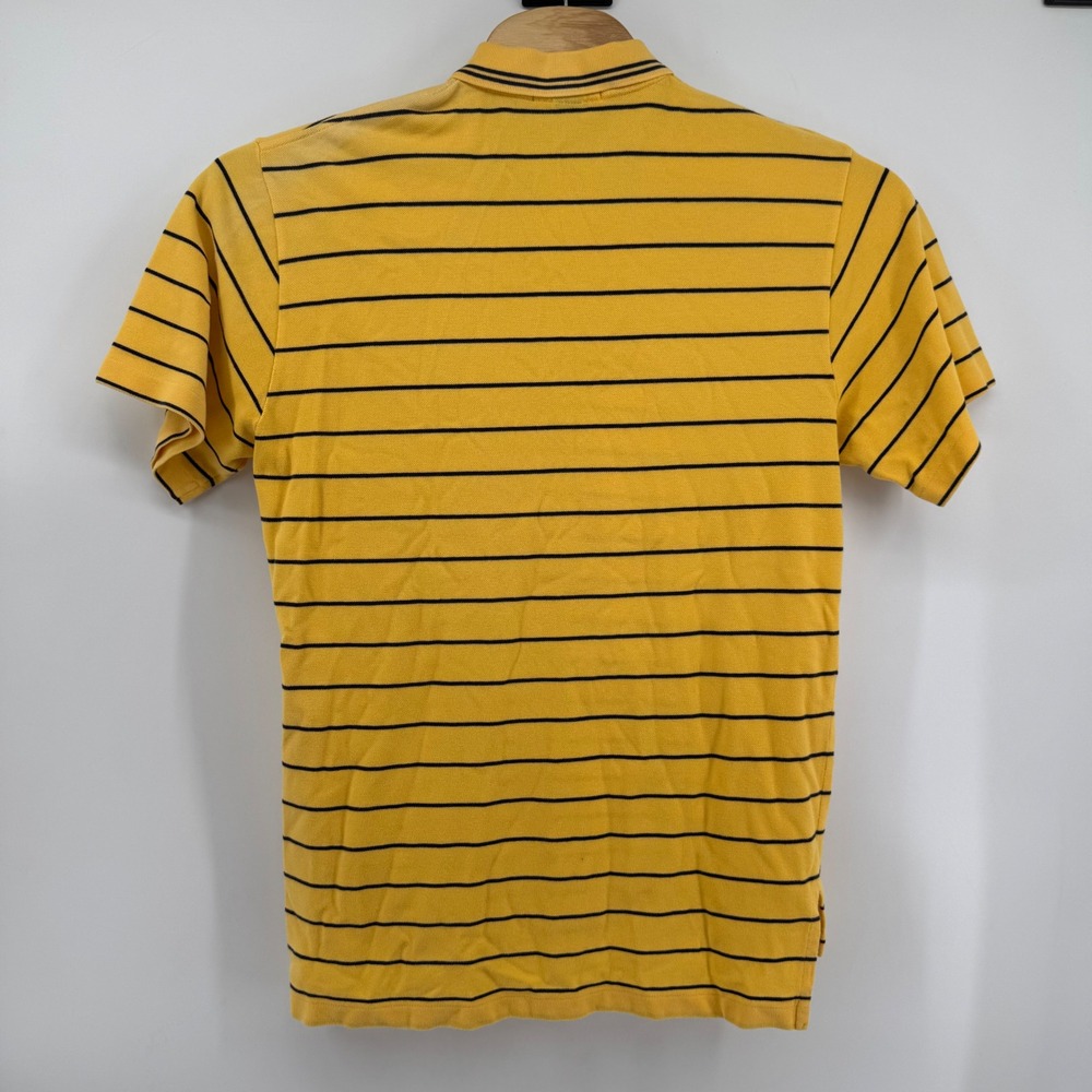 Polo Ralph Lauren Polo Shirt Men L Yellow Navy Striped Short Sleeve Cotton Pique - Picture 3 of 8